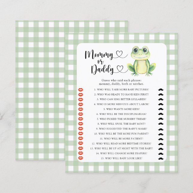 Little frog - mommy or daddy baby shower game (Front/Back)