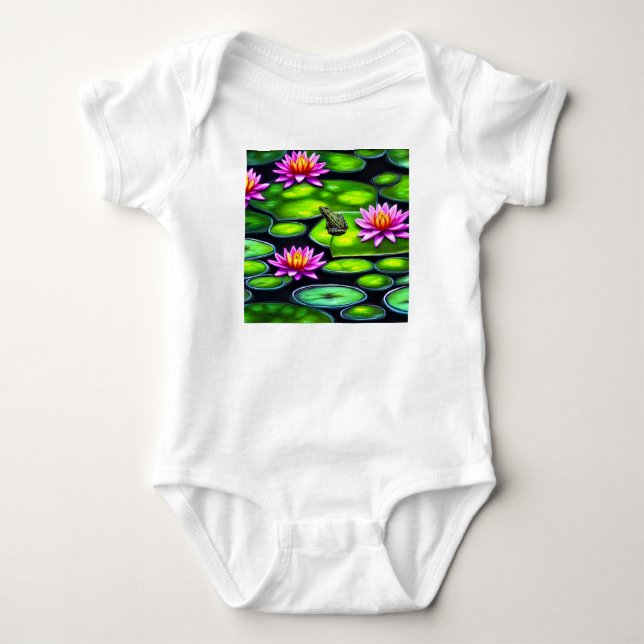 Little Frog on Lily Pad Baby Bodysuit (Front)