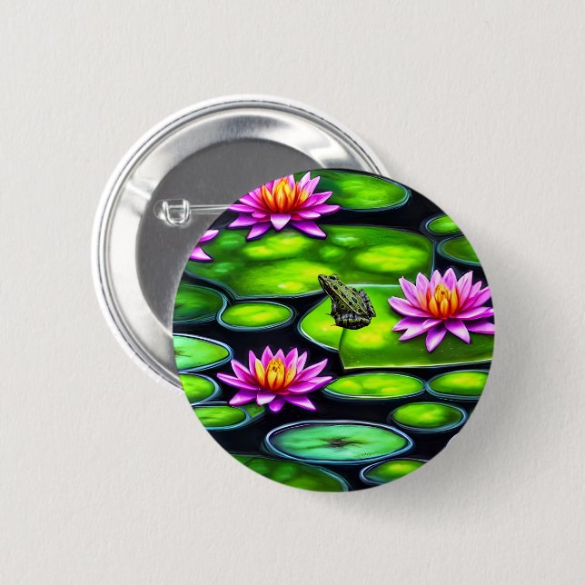 Little Frog on Lily Pad Button (Front & Back)