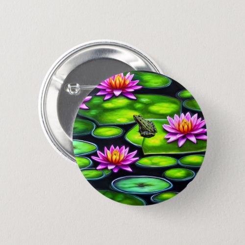 Little Frog on Lily Pad Button