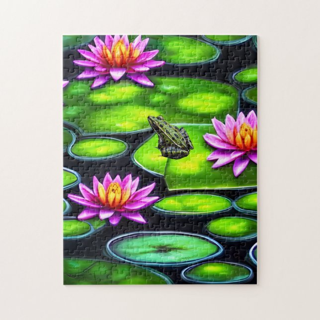 Little Frog on Lily Pad Jigsaw Puzzle (Vertical)