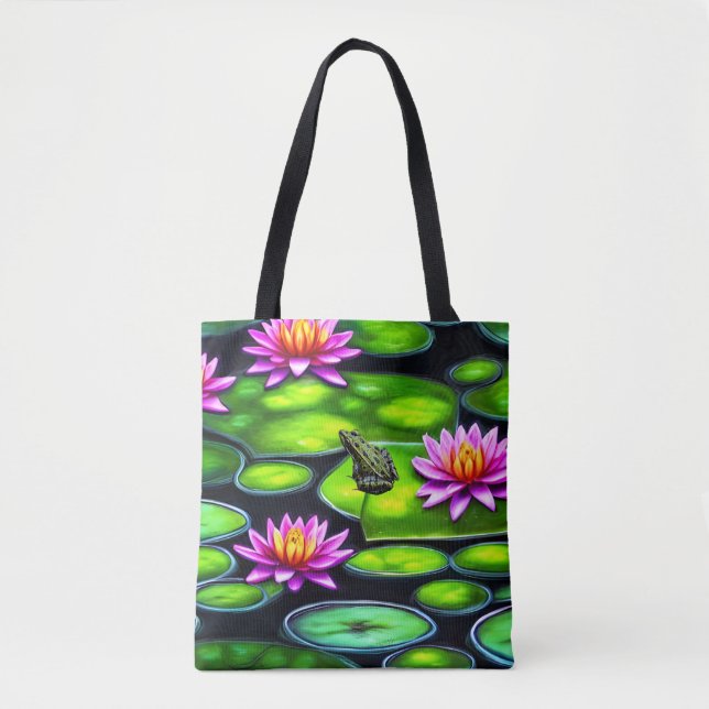 Little Frog on Lily Pad Tote Bag (Front)