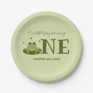 Little Frog Turning One Cute Animal 1st Birthday Paper Plates