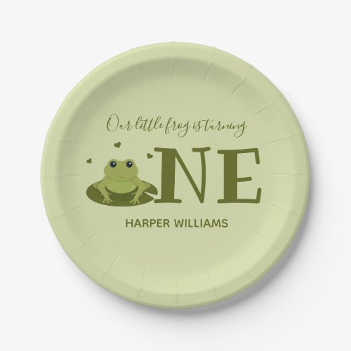 Little Frog Turning One Cute Animal 1st Birthday Paper Plates