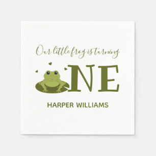Little Frog Turning One Cute Animal First Birthday Napkins