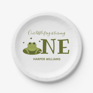 Little Frog Turning One Cute Animal First Birthday Paper Plates