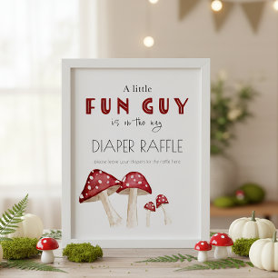 Little Fun Guy Mushroom Baby Shower Diaper Raffle Poster