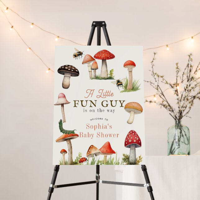 Little Fun Guy Mushroom Bee Baby Shower Welcome Foam Board (In Situ (Stand))