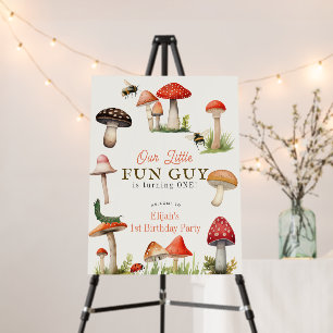 Little Fun Guy Mushroom Bee Birthday Welcome Foam Board