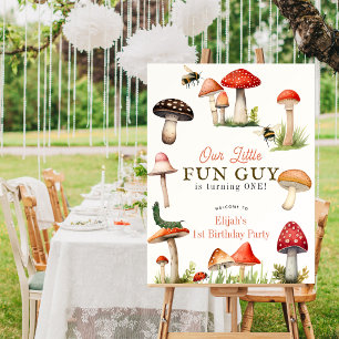 Little Fun Guy Mushroom Bee Birthday Welcome Foam Board