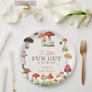Little Fun Guy Mushroom Bee Boy Baby Shower Paper Plates