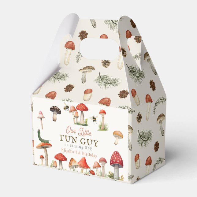 Little Fun Guy Mushroom Bee Boy Birthday Favor Boxes (Front Side)