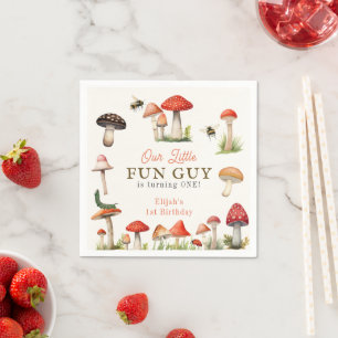 Little Fun Guy Mushroom Bee Boy Birthday Napkins