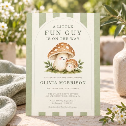 Little Fun Guy Brown Woodland baby shower invitation