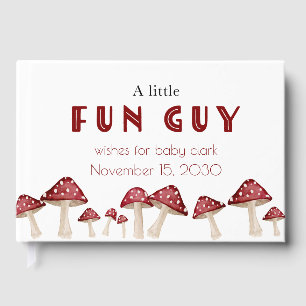 Little Fun Guy Red Mushroom Boy Baby Shower  Guest Book