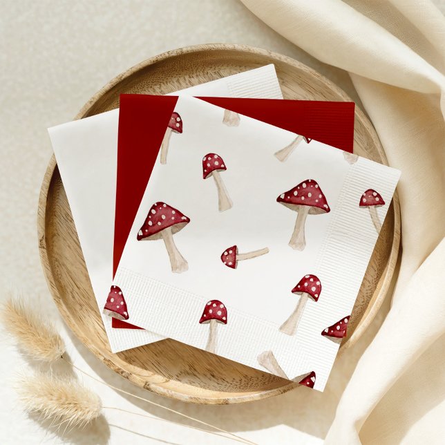 Little Fun Guy Red Mushroom Woodland Baby Shower  Napkins (Creator Uploaded)