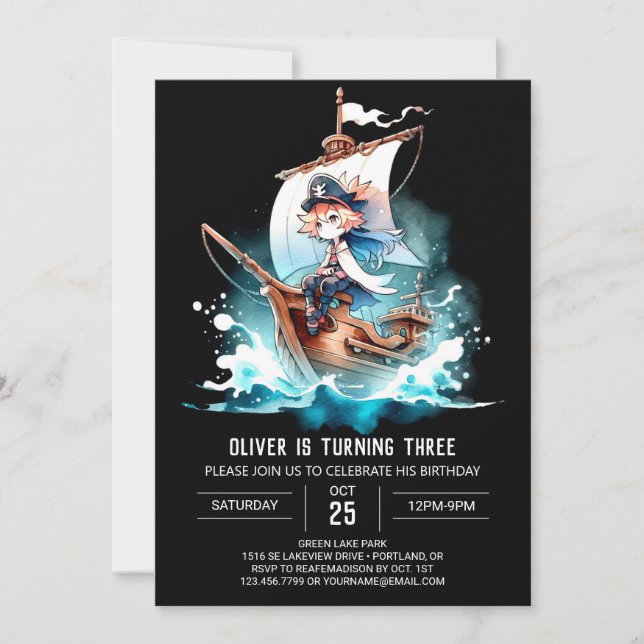 Little Fun Pirate Birthday Invitation (Front)