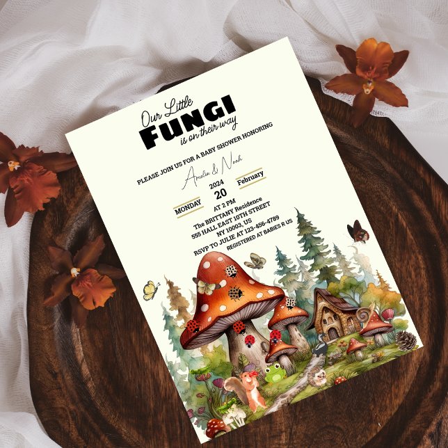  little fungi mushrooms whimsical Fall baby shower Invitation (Creator Uploaded)