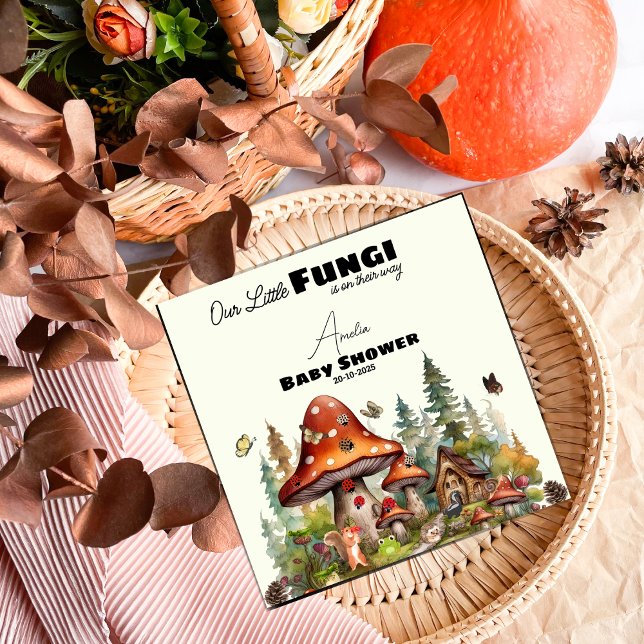  little Fungi Mushrooms Whimsical Woodland Forest Napkins (Creator Uploaded)