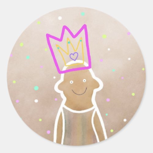 Little funny king  classic round sticker