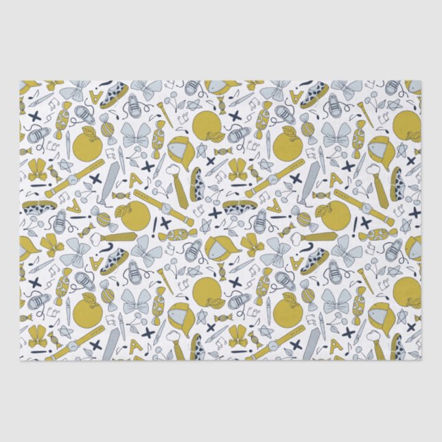 Little Funny School Things Tissue Paper (Front)