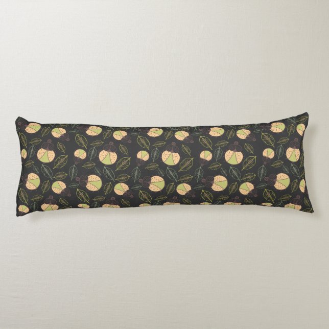 Little funny tick bug and leafs seamless pattern body pillow (Back)