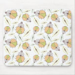 Little funny tick bug and leafs seamless pattern mouse pad