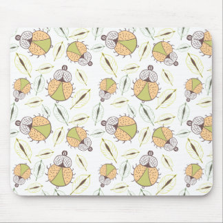 Little funny tick bug and leafs seamless pattern mouse pad