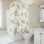 Little funny tick bug and leafs seamless pattern shower curtain