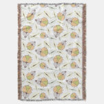 Little funny tick bug and leafs seamless pattern throw blanket