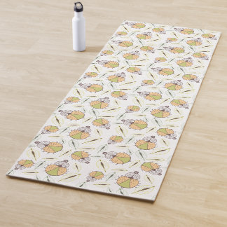 Little funny tick bug and leafs seamless pattern yoga mat