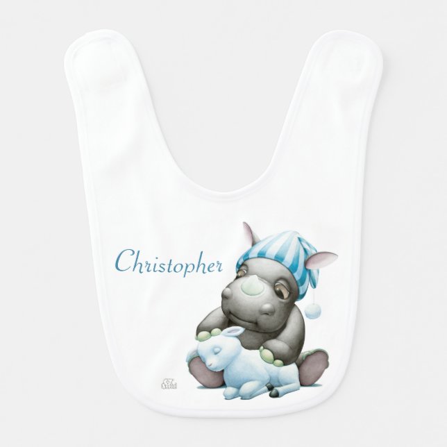 Little G the Baby Rhino Personalized Baby Bib (Front)