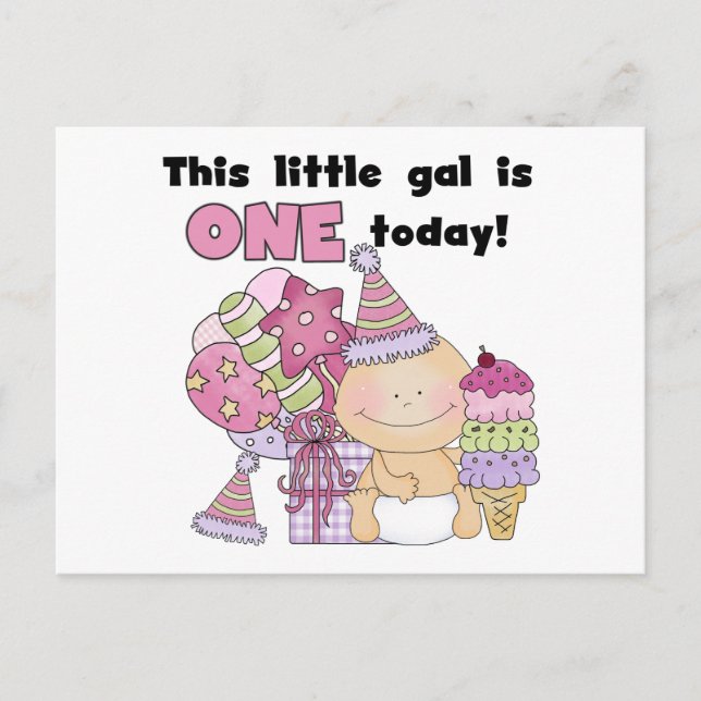 Little Gal is One Tshirts and Gifts Postcard (Front)