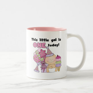 Little Gal is One Tshirts and Gifts Two-Tone Coffee Mug