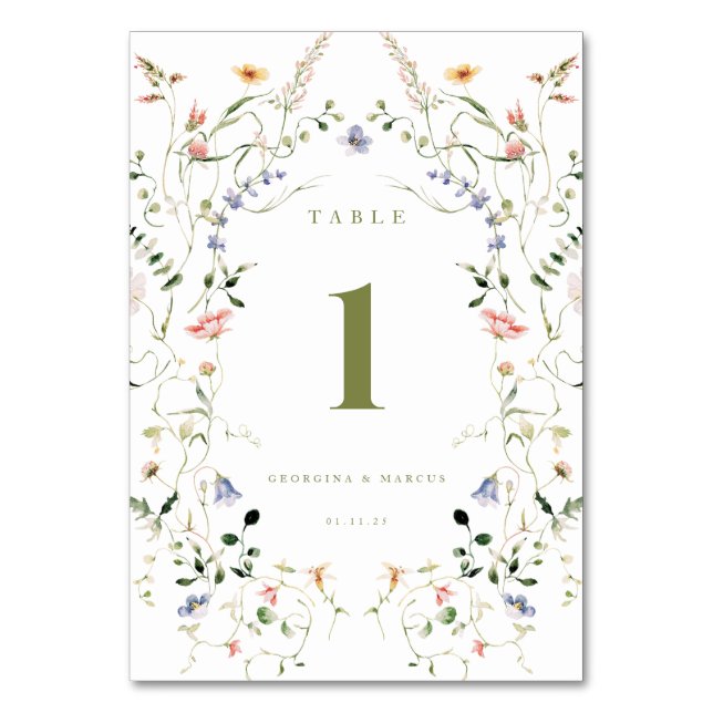 Little Garden Wedding Table Number (Front)