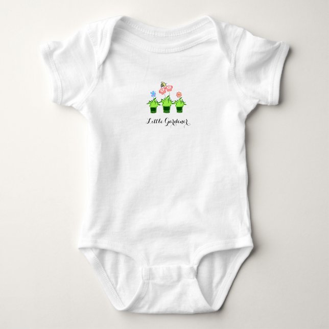 "Little Gardener" Cute flower plants Baby Bodysuit (Front)