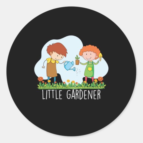 Little Gardener Cute Kids Gardening Flowers Gift Classic Round Sticker