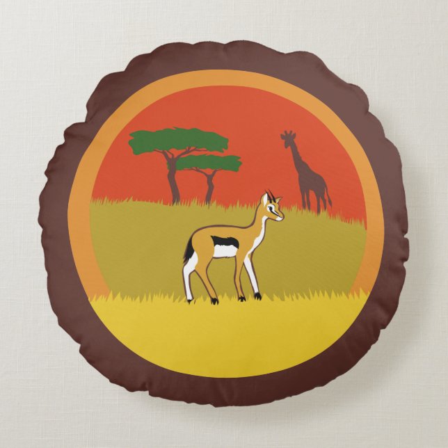 Little Gazelle Round Pillow (Front)