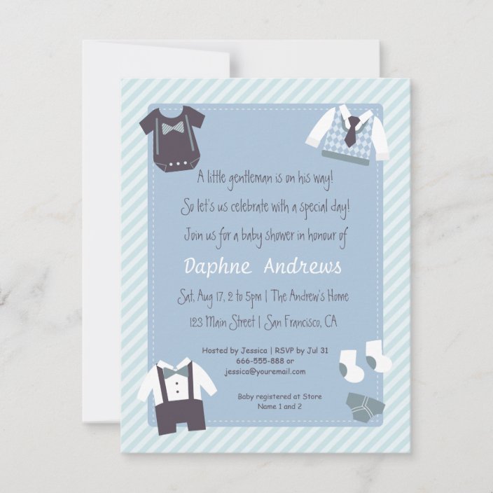 Little Gentleman Baby Boy Shower Party Invitations | Zazzle.com