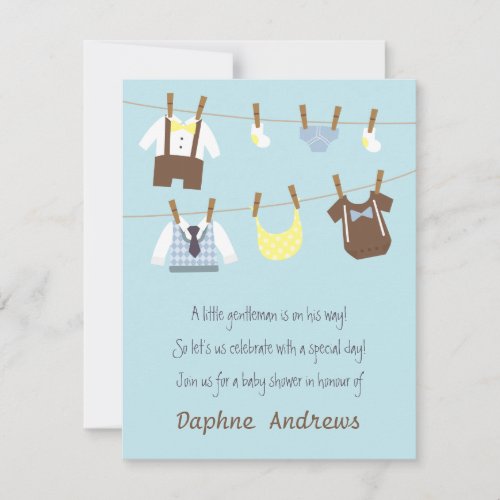 Little Gentleman Baby Boy Shower Party Invitations