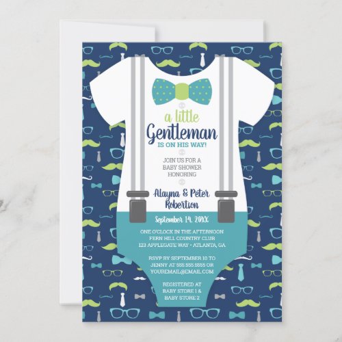 Little Gentleman Baby Shower Invitation Bow Tie Invitation