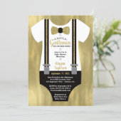 Little Gentleman Baby Shower Invitation, Faux Gold Invitation (Standing Front)