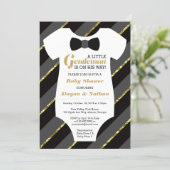 Little Gentleman Baby Shower Invitation, Faux Gold Invitation (Standing Front)