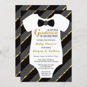 Little Gentleman Baby Shower Invitation, Faux Gold Invitation (Front/Back)