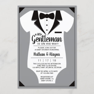 Little Gentleman Baby Shower Invitation, Tuxedo Invitation
