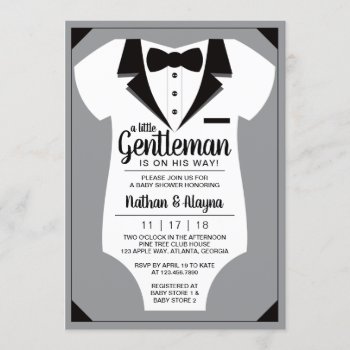 Little Gentleman Baby Shower Invitation  Tuxedo Invitation by DeReimerDeSign at Zazzle