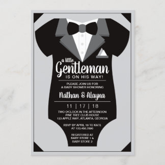 Little Gentleman Baby Shower Invitation, Tuxedo Invitation