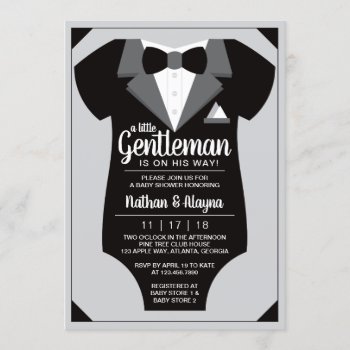 Little Gentleman Baby Shower Invitation  Tuxedo Invitation by DeReimerDeSign at Zazzle