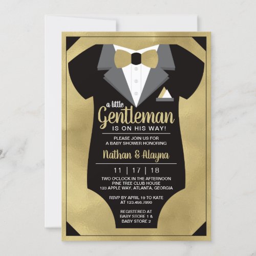 Little Gentleman Baby Shower Invitation Tuxedo Invitation