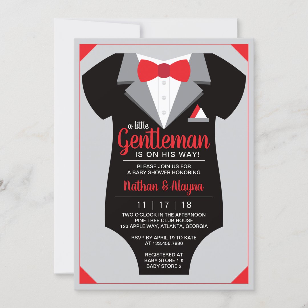 Little Gentleman Baby Shower Invitation, Tuxedo Invitation | Zazzle